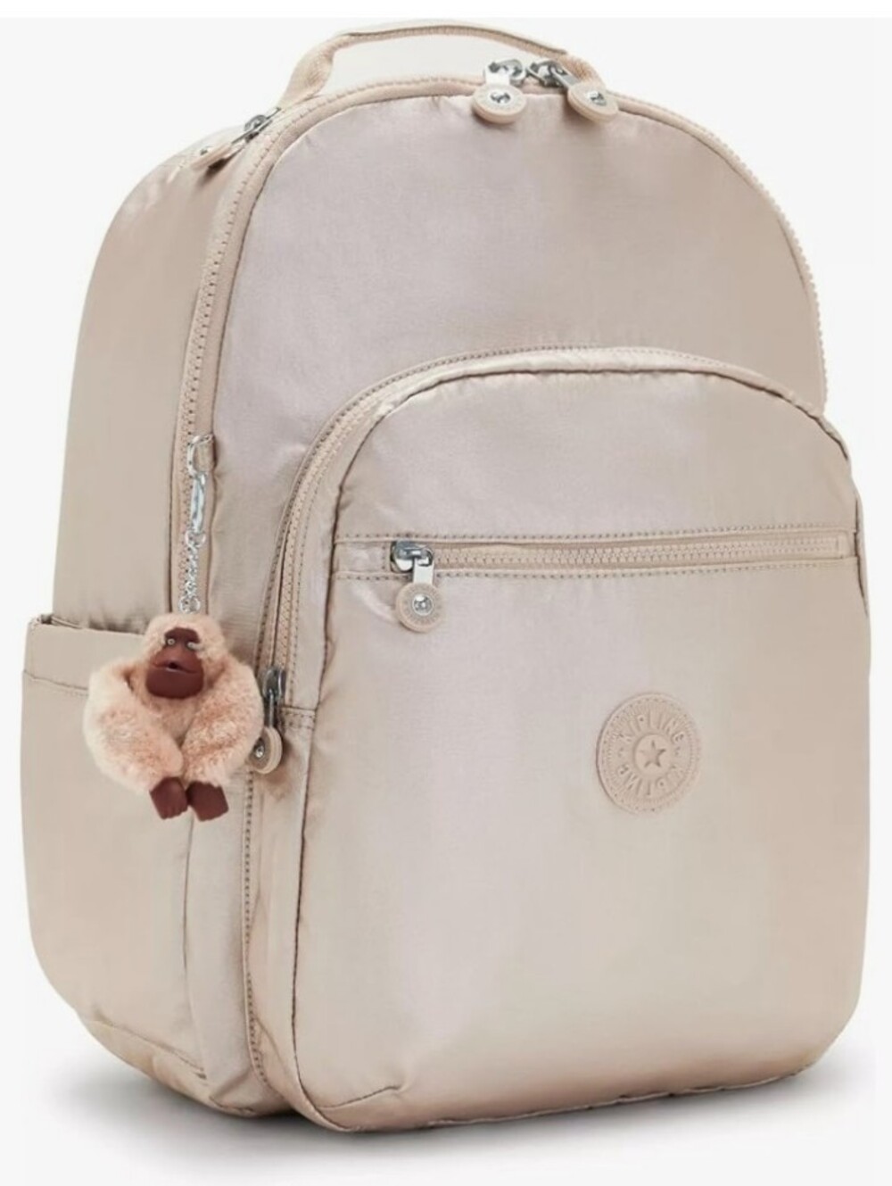 Kipling Seoul 15" Laptop Backpack Quartz Metallic Pink Travel School Bag